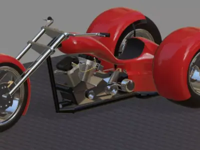 Harley Turbo Drag Trike- High Poly 3D model