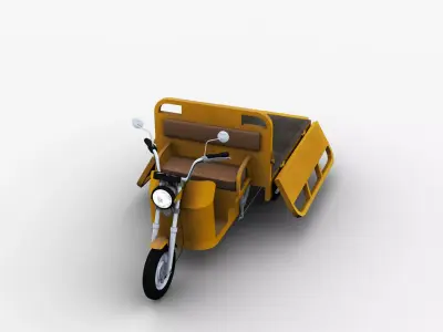 Electric Cargo Rickshaw Low-poly 3D model