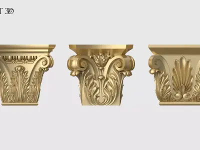 Square Capitals Set 3D model