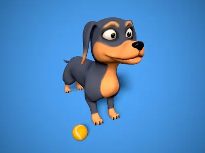 cartoon dachshund Low-poly 3D model