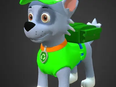 Cartoon low poly dog  Low-poly 3D model