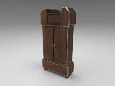 Furniture collection low poly wooden cabinet Low-poly 3D model