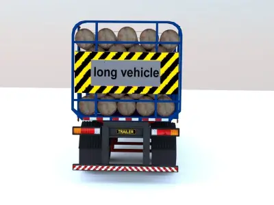 Trailer-semitrailer truck with sign 3D model