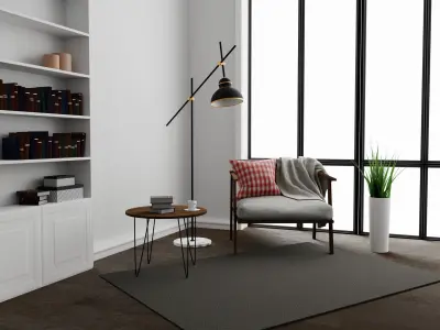 Reading place in living room 3D model