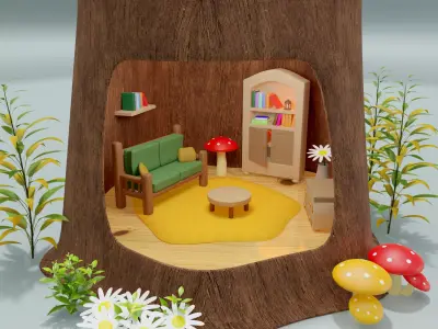 Tree stump Study Room  3D model