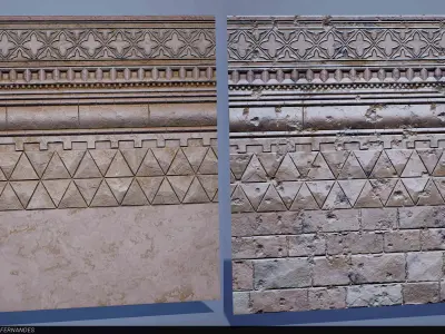 Modular Gothic Temple Environment UE4 Unreal Engine Low-poly 3D model