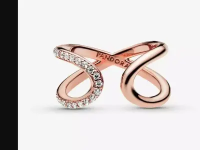 Rose Gold Alloy Curved Open Infinity Ring  3D print model