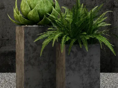 Restoration Hardware cube sheet metal planters 3D model