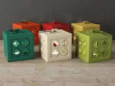 Ceramic Square Tealight Lanterns 3D model