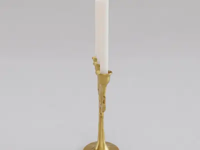 Gold Tree Branch with Bird Candle Holder Model 3D print model 3D print model