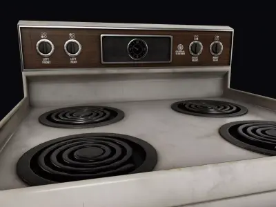 80s Kitchen Stove Low-poly 3D model