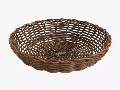 Wicker basket tray dark brown 3D model