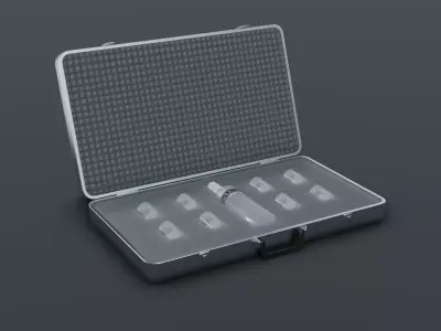 3D Briefcase with Vodka Bottle Model Low-poly 3D model