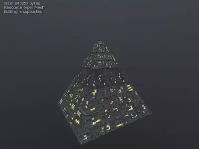 3D Greeble Pyramid Low-poly 3D model