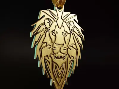 Feline Lion Stylized Pendant Amulet Necklace Design 3D print model