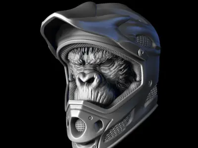 Animal bas relief art Biker monkey home decor art vol 2  3D print model
