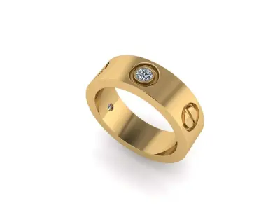 Women diamond ring 3D render 3D print model get