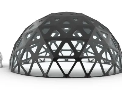 Geodesic Dome with Dynamic Perforations and glass panels 3D model