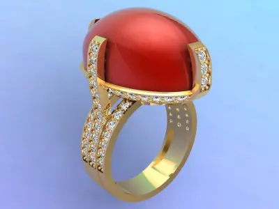 Gemstone Rings - Oval stone ring - Womens Rings 3D print model