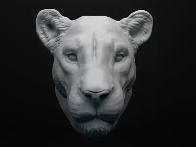 Lioness head intended for 3D printing 3D print model
