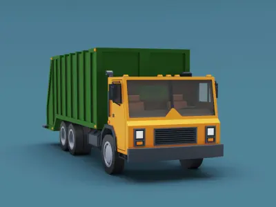 Cartoon Stylized Garbage Trucks  Low-poly 3D model