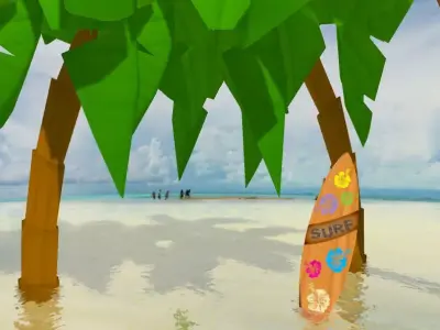 SurfBoard wooden Low-poly 3D model