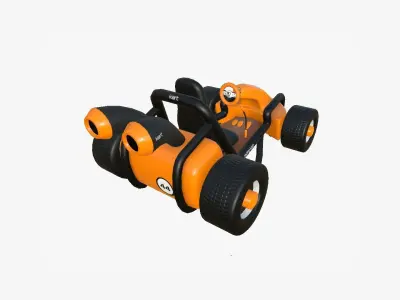 Cartoon Kart G07 Orange - Vehicle Racing Design Low-poly 3D model