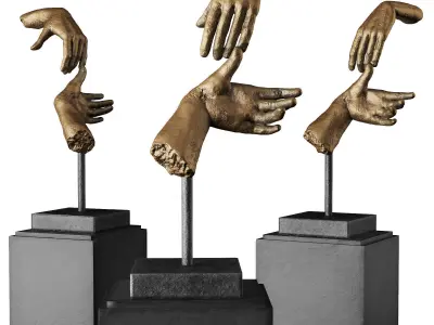 Hands touching fingers sculpture Low-poly 3D model