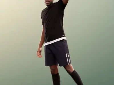 Theo 12837 - Sporty Black Man Waving Soccer Player Low-poly 3D model