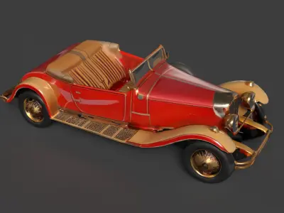 Chinese red vintage car   Low-poly 3D model purchase
