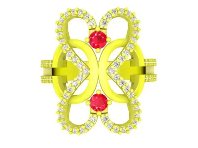 Luxury Floral Cluster Gemstone Ring for Women  5251 3D print model