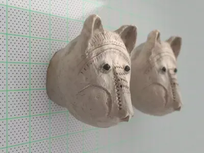 Character clay head in abstract autentic folk style 3D model