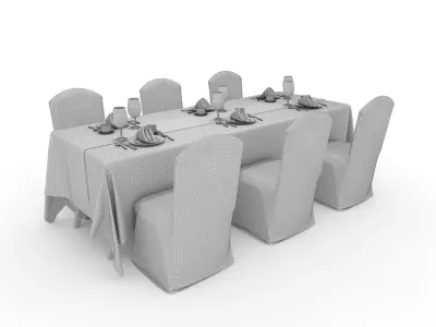 Banquet Table and Chair 105 3D model
