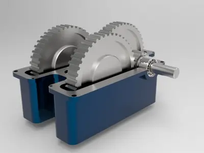 Reducer with bearings and gears 3D model