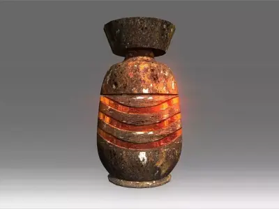 Ancient Reflection digged line pot Low-poly 3D model