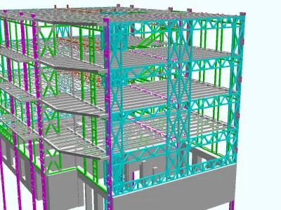 steel frame stuctural building Low-poly 3D model