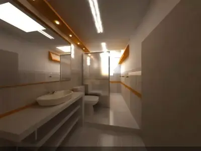 long bathroom design 3D model
