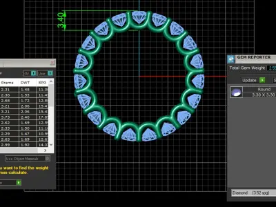 U Shaped Eternity Ring 3 point 3 mm stone size swiss 10 and EU50 3D print model