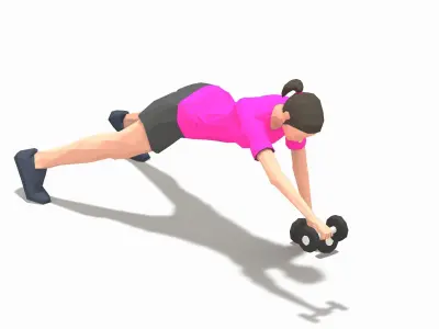 pushup forward raise Exercise Woman Animation Low-poly 3D model