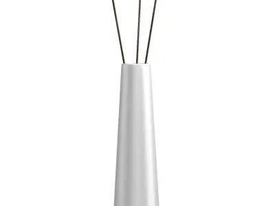 White Vase with Dried Flowers 3D model