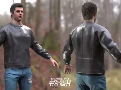 Man - Autumn Outfit 10 - Modular - Rigged Low-poly 3D model