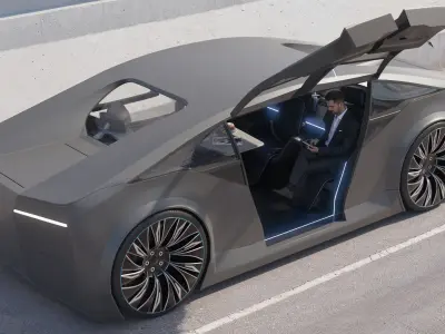 Self-driving concept car with interior and rigged 3D model