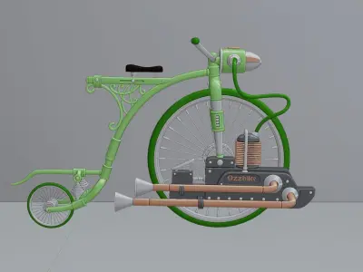 Stylized antique bicycle with a motor 3D model