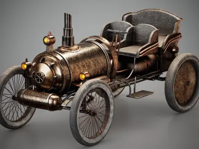 Steampunk Car Vintage Victorian PBR 3D Model  3D model