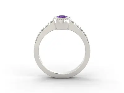 D-0956 amethyst and diamond ring 3D print model