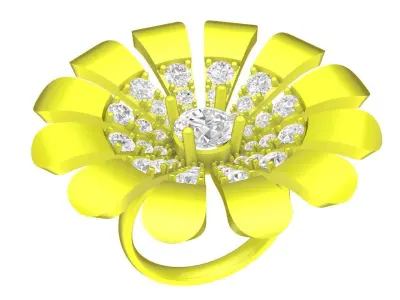 A4535 Diamond Flower Ring 3D print model