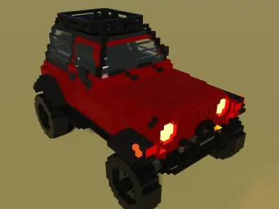 Voxel Jeep Wrangler Low-poly 3D model
