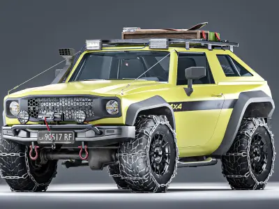 Generic Offroad SUV 4x4 vehicle Customizable Kitbash Pack Low-poly 3D model