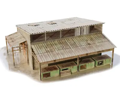 Abandoned building shop old house Low-poly 3D model