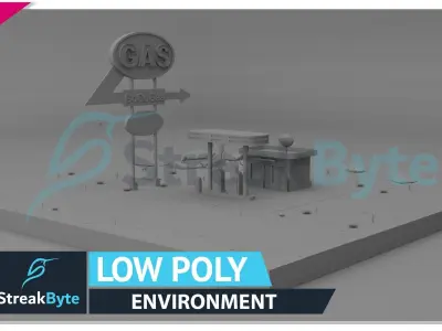 Low Poly Petrol Pump Environment Low-poly 3D model